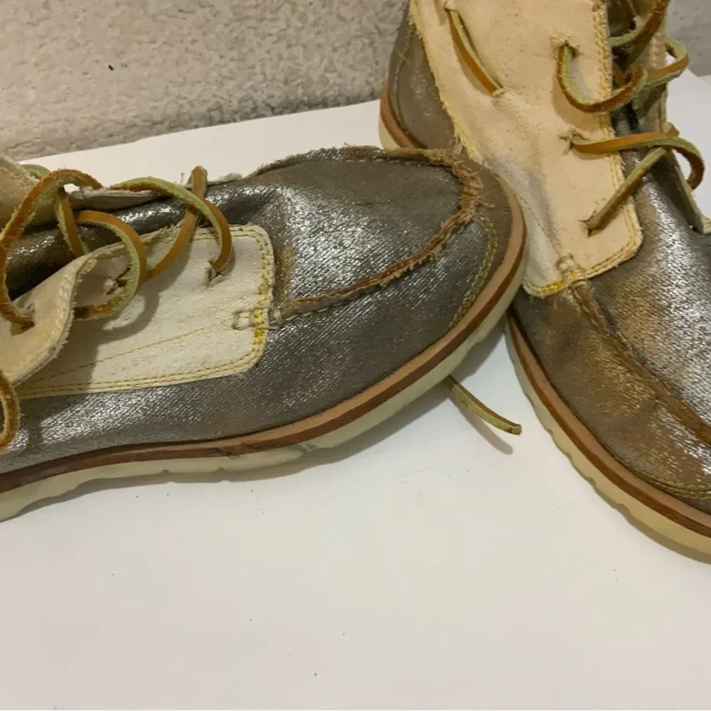 Vintage VAEL Deckard Mid Canvas Shoe Mens Size 8 Silver Vibram Boat Yacht